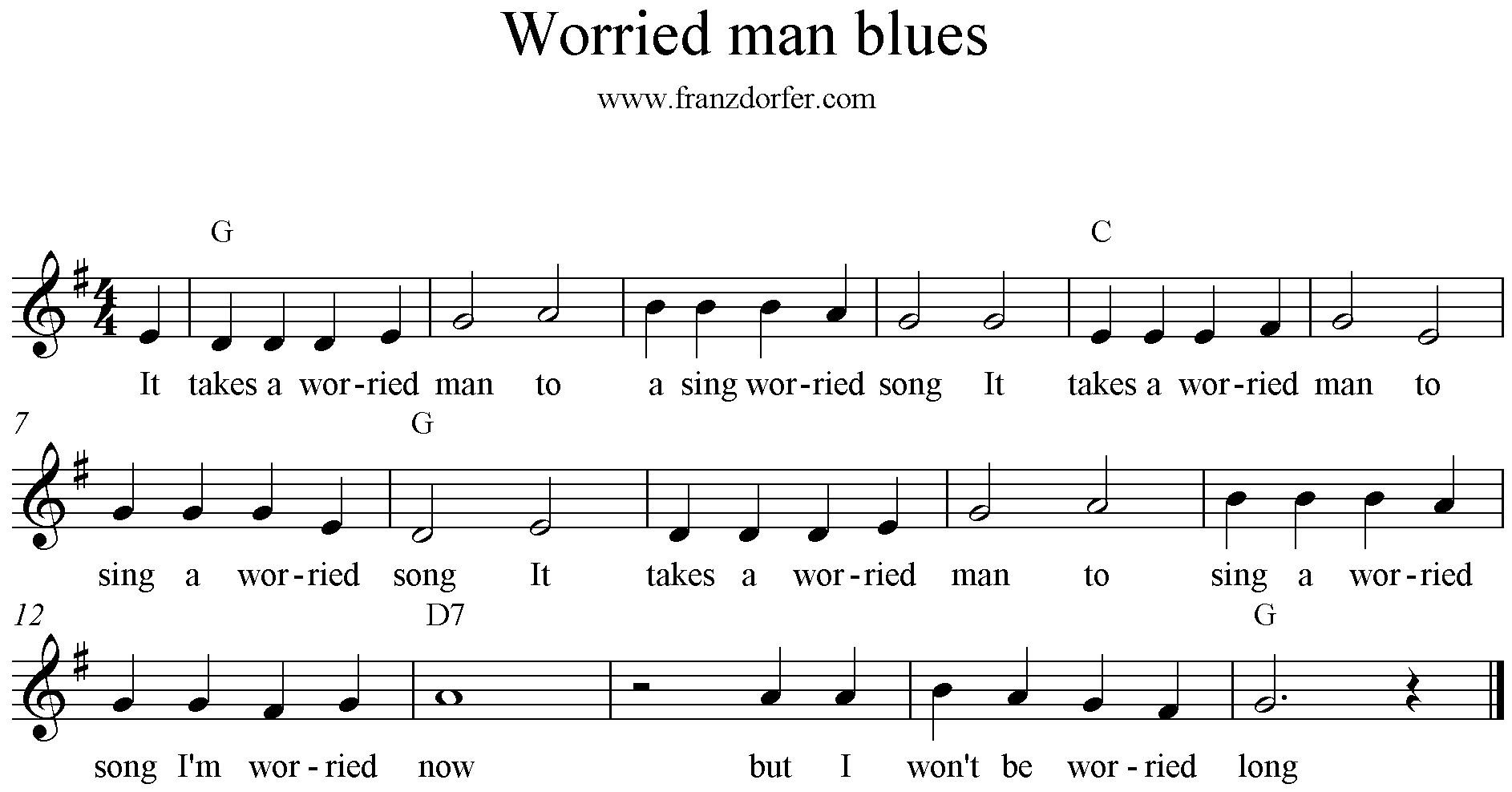 freesheetmusic worried man blued, oten